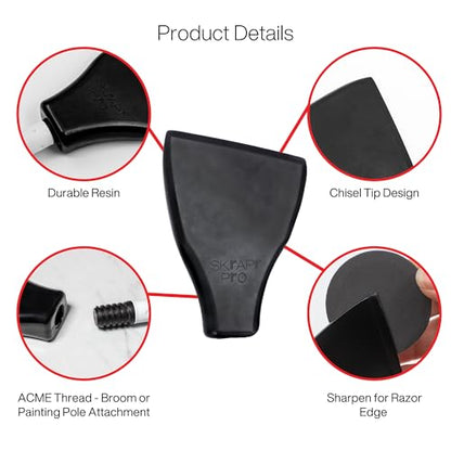 Plastic Scraper Tool, 4 Inch Wide Blade, Non-Scratch, Pole Socket | Heat Resistant 460F, Rust Resistant - Clean Glass, Hard Floors, Walls, and Windows