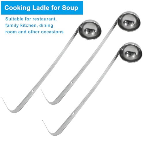 Piutouyar 3 Pcs 1 oz Soup Ladle Set, Stainless Steel Ladle with Long Hooked Handles Kitchen Cooking Serving Ladle Accessories for Cooking Soup Sauce Stews - size: 1 oz