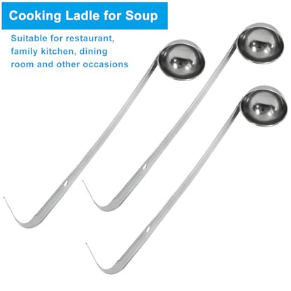Piutouyar 3 Pcs 1 oz Soup Ladle Set, Stainless Steel Ladle with Long Hooked Handles Kitchen Cooking Serving Ladle Accessories for Cooking Soup Sauce Stews - size: 1 oz