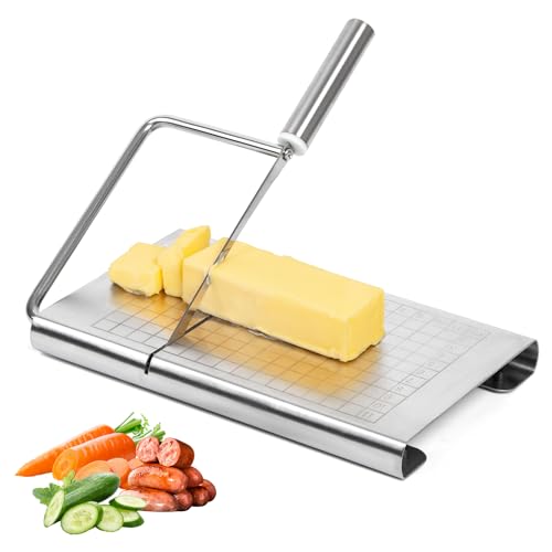 Stainless Steel Cheese Slicer - Multipurpose Cheese Cutter for Block Cheese, Butter, Fruits & Vegetables - Easy to Clean, Dishwasher Safe - size: Square