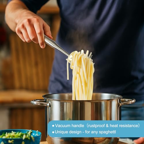 Stainless Steel Soup Ladle and Spaghetti Spoon Set - Large Ladle Spoon, Pasta Strainer, Durable Kitchen Cooking Utensils for Stirring, Serving Pasta, Soup & Sauce，Perfect Gifts - size: Silvery