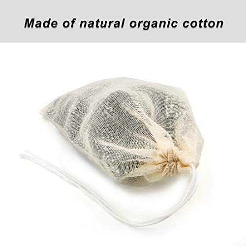 Tea Filter Bags, 50 Pack Empty Reusable Cotton Tea Bag for Loose Leaf Tea | 3.1 x 3.9Inch Unbleached Strainer ECO Friendly Tea/Herb Brew Bags Tea Infuser tea strainer