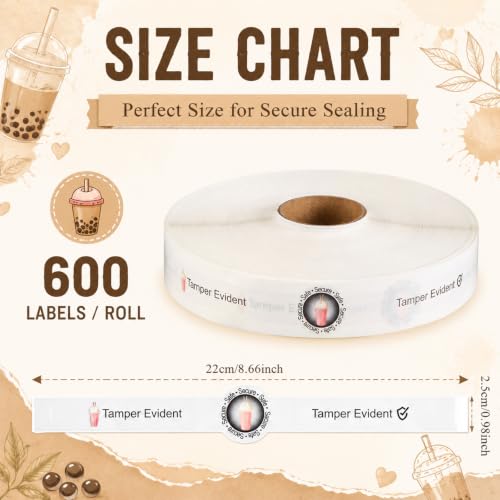 Zonon 600 Pcs Safe Secure Tamper Evident Seals for Drink Lids, Food Delivery Stickers Sealed for Freshness Labels Drink Food Coffee Milk Tea Ice Cream Seal Stickers 600 Pieces Per Roll (Transparent) - color: Transparent