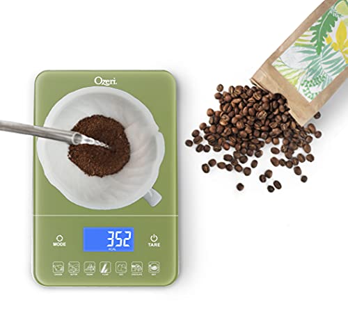 Ozeri Touch III Digital Kitchen Scale with Calorie Counter, 22 lbs (10 kg), Calla Green - color: Calla Green