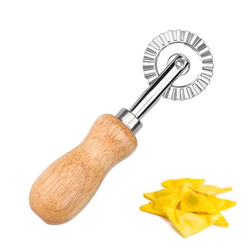 Short Handle Small Cutter Wheel - Exquisite Wooden Handle, Perfect for Pasta, Pizza, Ravioli, Cookie - Versatile Crinkle and Pastry Cutter for Effortless Slicing - color: Short Handle Small Cutter Wheel