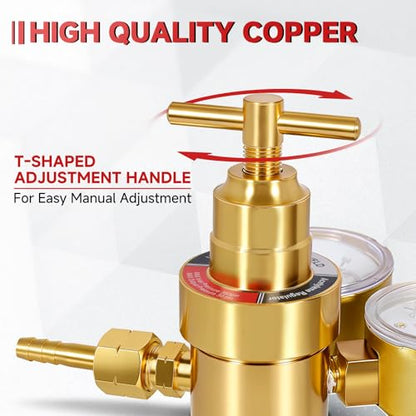 Acetylene Regulator Fits CGA-200 Valves Only, 0-400PSI and 0-30PSI Welding Gas Gauges With 9/16"-18 Outlet Thread and 1/4" Hose Connector, T-Handle - style: Acetylene Regulator