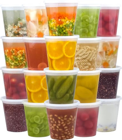 Dealusy 50 Set 32 oz Deli Containers with Lids, Leak-Proof BPA Free Plastic Take Out Bowls, Food Storage Containers for Takeout Meal Prep Storage, Freezer, Microwave & Dishwasher Safe - size: 32 oz