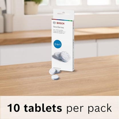 Bosch Cleaning Tablets for VeroCafe Coffee Machines - Espresso Cleaner, Phosphate-Free, Remove Coffee Oil and Residue - For Appliance Care and Maintenance, Extends Service Life - 10 Tabs - TCZ8001US