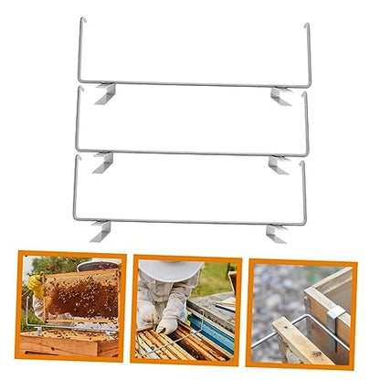 Happyyami 3pcs Stainless Steel Beehive Frame Holder Portable Bee Hanger for Beekeeping Supplies Durable Storage Rack to Support Hive Frames and Facilitate Honey Collection