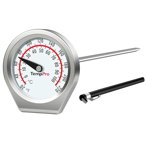 TempPro Dial Instant Read Meat Thermometer for Cooking, Grill Food Thermometer with Glass Lens, Portable Kitchen Thermometer for Liquid, Steak, Turkey Temp Checking (Previously ThermoPro) - size: Analog