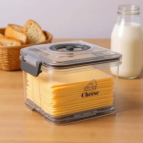 Cheese Container for Refrigerator,Cheese Keeper with Draining Basket and Time Recording,Cream Block Shredded Cheeses Storage Box,Sliced,Grated,Cheddar Cheeses Box For Fridge,kitchen Organizer