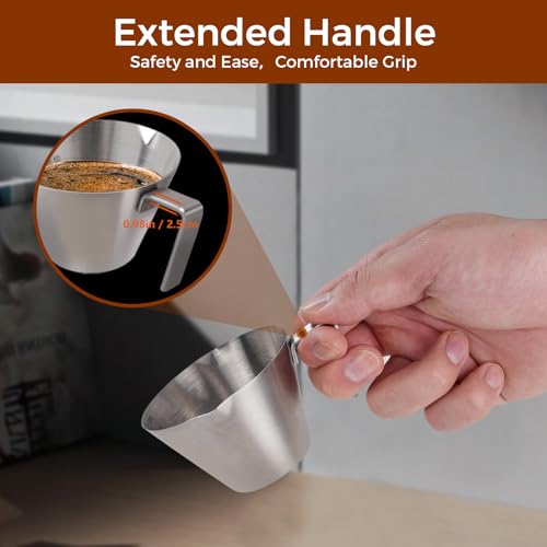 1Pc Stainless Steel Espresso Cups, Double Spout Metal Measuring Cup with Dual Scale, Espresso Shots Cup with Handle, Coffee Bean Weighing (Black), 3.4oz/100ml - color: 02_ Black 1pc