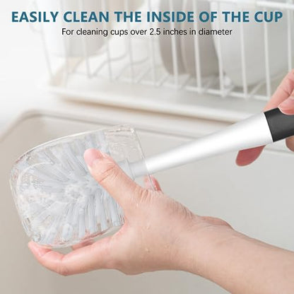 SetSail Dish Brush Set of 3 with Bottle Brush, Dish Scrub Brush with Long Handle Deep Cleaning Handle Brush with Scraper Tip for Kitchen Sink Dishes Bottle Cup Pot and Pans Tile Lines, Black - color: Black