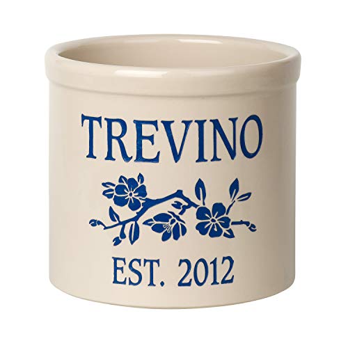 Personalized 2 Gallon Crock Pot. Two lines of text and flower branch design