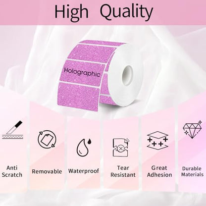 Square Thermal Labels Stickers 2" x 2", Holographic Thermal Stickers Labels, Waterproof Glitter Direct Thermal Printer Label for Small Business- Holographic Pink - color: Glitter Pink, size: 2 X 2