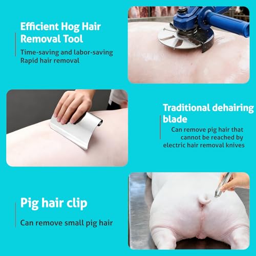 3 Pcs Pig Hair Removal Tool, Hog Scraping Tool, Stainless Steel Pig Hair Scraper Tool Suitable for Pig, Cattle, Sheep, Horses, Donkeys, Deer, Chickens Hair Removal in Slaughterhouses