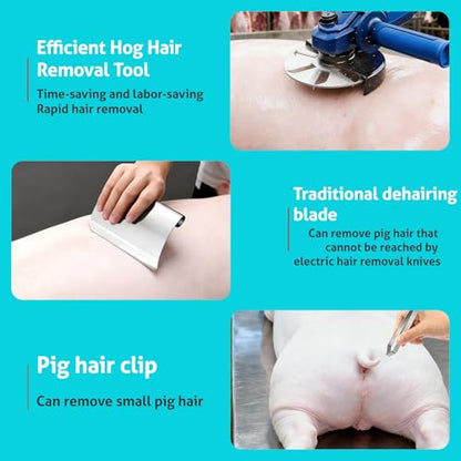 3 Pcs Pig Hair Removal Tool, Hog Scraping Tool, Stainless Steel Pig Hair Scraper Tool Suitable for Pig, Cattle, Sheep, Horses, Donkeys, Deer, Chickens Hair Removal in Slaughterhouses