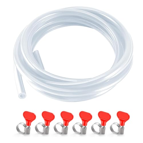 20 Feet - Kegerator Line 3/16" ID 7/16" OD Beer Line Tubing Food Grade Hose Clear Vinyl PVC Tubing with 6 PCS Hose Clamps for Kegerator, D Coupler, Draft Beer Tower Beer Dispensing - size: 20Ft Beer Line