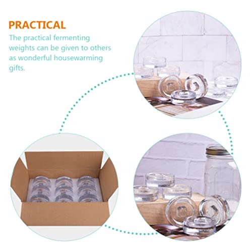 DOITOOL Fermenting Weights for Mason Jars - Glass Canning Weights with Easy Grip Handle Heavy Duty Wide Mouth Jar Lids for Pickling and Fermentation 2.75X2.75X0.98 Inch
