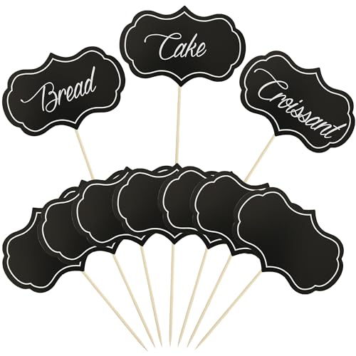 Chalkboard Cupcake Picks, Food Name Tags for Buffet 100 Pieces, Cupcake Picks, Food Tags, Party Food Labels, Toothpick Signs, Blank Toothpick Flags, Cake Toppers, Party Toothpicks for Appetizers,Black - color: Black, size: 100 PCS