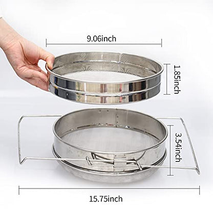 Stainless Steel Honey Strainer Double Sieve Debris Extractor Mesh Filter Beekeeping Equipment Tools, Fine/Coarse Mesh Filters Out Bee Pollen, Impurities