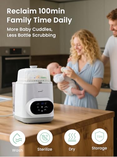 Grownsy EaseClean Bottle Washer Pro | All-in-One Bottle Washer and Sterilizer and Dryer | Baby Bottle Washer for Bottles, Pump Parts & Baby Essentials | Replaces Hand Washing - color: White