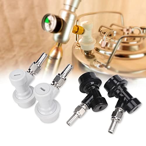 4PCS Ball Lock Disconnect Set,Ball Lock Keg Posts Coupler, Home Brew Threaded Ball Lock Keg Fittings Plastic Quick Connector with Adapter Clamp