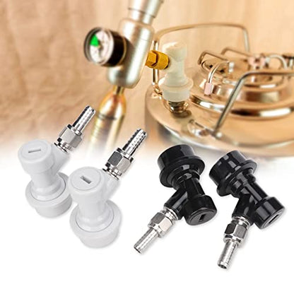 4PCS Ball Lock Disconnect Set,Ball Lock Keg Posts Coupler, Home Brew Threaded Ball Lock Keg Fittings Plastic Quick Connector with Adapter Clamp