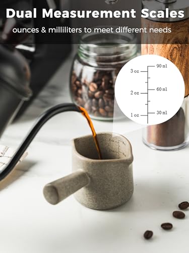 Espresso Cup 3 OZ, Espresso Accessories, Ceramic Espresso Measuring Cup Expresso Shot Cup with Handle, Double Spouts, Gray - color: Gray