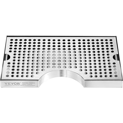VEVOR Kegerator Beer Drip Tray, 304 Stainless Steel Keg Drip Trays with 4 Non-Slip Rubber Pads and Detachable Cover, Heat/Cold Resistant Beer Tower Drip Pan for Bar Restaurant Coffee Shop Home - style: U drip tray