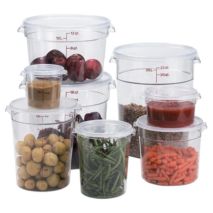 Cambro RFSCW8135 9-15/16" Top Diameter x 10-7/8" Height, Camwear Clear Polycarbonate Round Food Storage Container (Cover Sold Separately), 8 Quart - size: 8 Quart