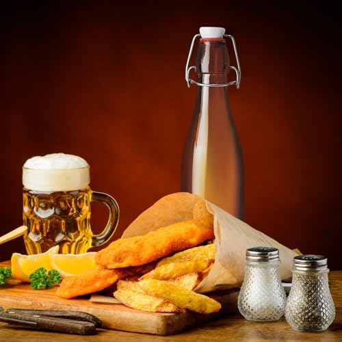 2 Pack Amber Glass Beer Bottles, 16oz Swing Top Glass Bottles with Airtight Lid for Home Brewing,Kombucha, Vanilla Extract, Coquito, Vinegar, Beer