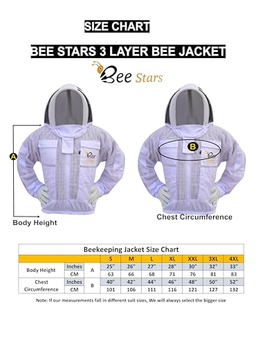3 Layer Bee Jacket with Fencing Veil and One Pair Gloves Ventilated Sting Proof Beekeeping Jacket for Beekeepers - color: White, size: Large