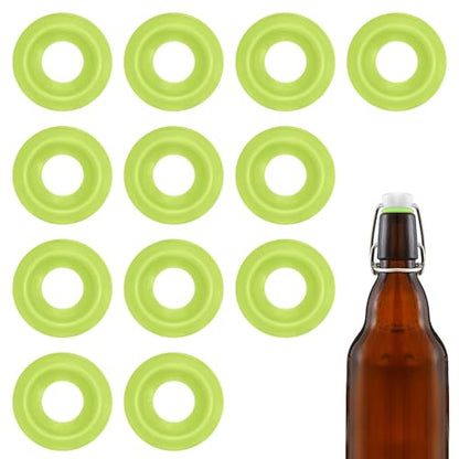 12PCs Dopamine color Silicone Gaskets Washers Seals for Cap Swing Flip Top for Home Brew Beer Soda Bottle Sealing(half cover) (Lime Green) - color: Lime Green