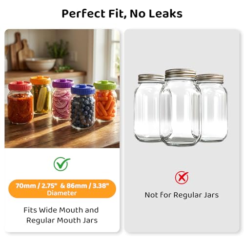 Fermentation Lids Starter Set, Self-Burping Airlock Lids for Mason Jars (3 Wide + 2 Regular)|100% Silicone Seamless Hygienic Design with Date Tracker|Ultimate Kit for Pickles & Kimchi - style: 5 Pack - Mixed Sizes
