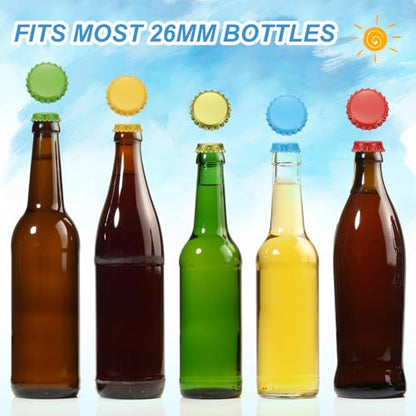 uxcell 60 Pcs Oxygen Absorbing Beer Bottle Caps, 32mm Pry Off Bulk Crown Caps Bottle Toppers for Soda Beer Wine Glass Bottles Home Brewing DIY Pendants or Craft Scrapbooks, White - color: White