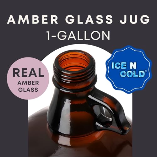1 Gallon (128oz) Amber Glass Jug With 38mm Cap | Pack of 6 | FAST SAME DAY SHIPPING