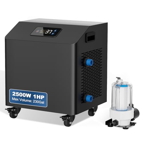 Ice Bath Water Chiller for Cold Plunge Tubs, 1HP Upgraded Cold Plunge Chiller with External Filter & Pump, Submersible Pump, Insulated Hoses, 110V Cooling Chiller for for Cold Therapy Recovery
