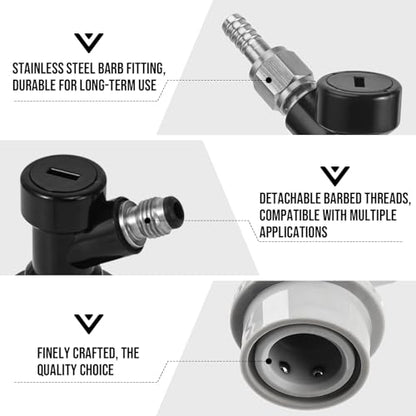2 Pairs Keg Ball Lock Quick Disconnect Set Home Brewing Keg Parts Ball Lock Keg Fittings with Stainless 5/16'' for Hose 1/4'' Beer Barb Swivel Nuts Hose Clamp for Keg Post Coupler Black White - size: 2 Pairs