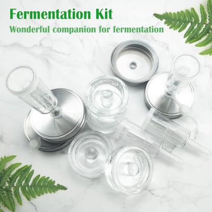 4 Pack Fermentation Kit, Stainless Steel Fermentation Lids and Glass Weights for 86MM Wide Mouth Mason Jars (No Jars)
