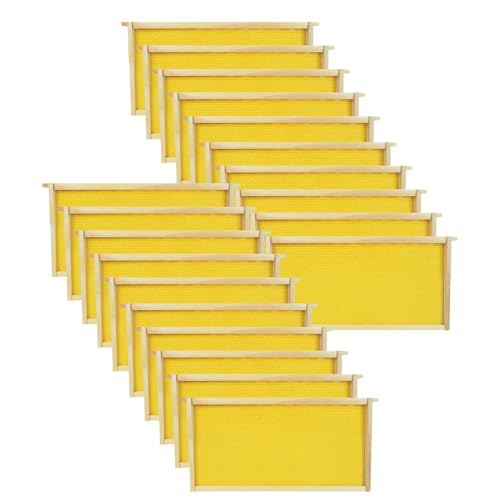 Deep Brood Beehive Frames with Wax Foundations 20 Pack Beeswax Coated Foundations 9-1/8-Inch Beekeeping Supplies - size: 20 Pack Deep Brood Beehive Frames