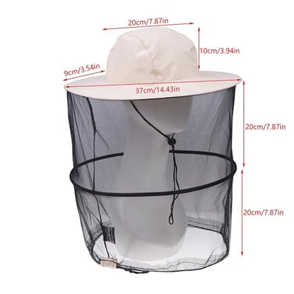 Beekeeping Hat 2pcs Beekeeping Hat with Hidden Net Mesh Repellent Bee Protection Men Women Outdoor Sunscreen Fishing Cap(Beige+Gray) - color: Beige+Gray