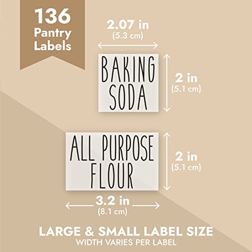 Talented Kitchen Kitchen Adhesive Labels - Waterproof Labels for Storage Bins - Pantry & Jar Stickers for Spices - Pack of 136, 2 x 3 in, Black Text on Clear Vinyl - color: Black Text on Clear Background