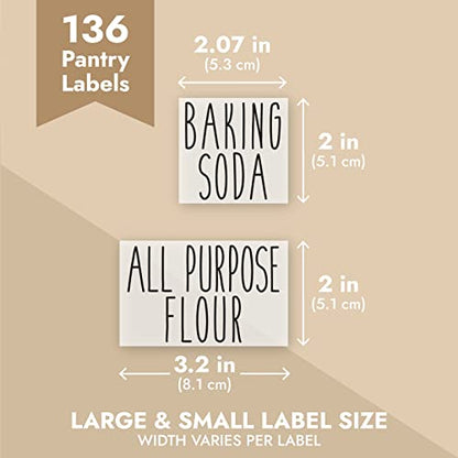 Talented Kitchen Kitchen Adhesive Labels - Waterproof Labels for Storage Bins - Pantry & Jar Stickers for Spices - Pack of 136, 2 x 3 in, Black Text on Clear Vinyl - color: Black Text on Clear Background