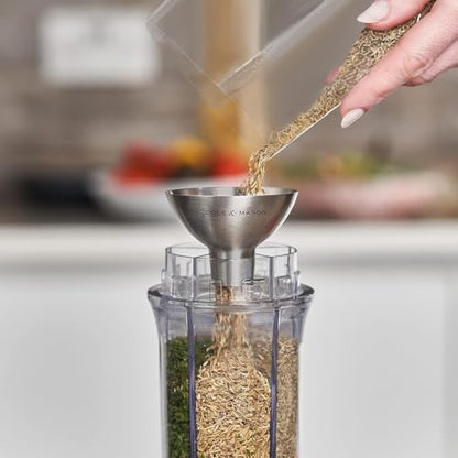COLE & MASON Stainless Steel Salt and Pepper Funnel - Versatile Small Funnel for Filling Spice Jars and Other Kitchen Essentials - Convenient Funnels for Kitchen Use Filling Bottles - Metal Funnel - style: New Stainless Steel
