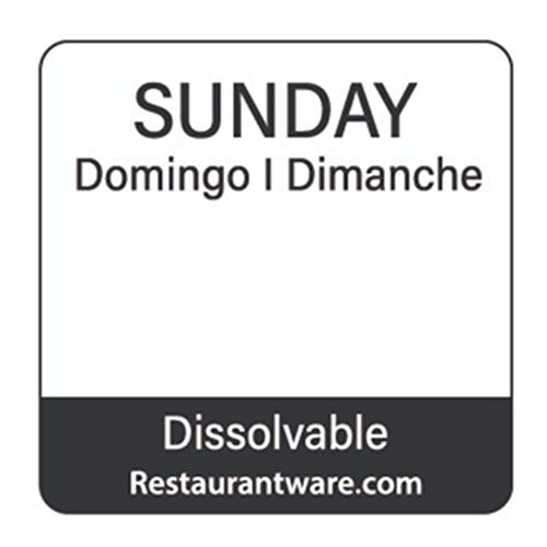 Restaurantware RW Smart 1 Inch 1 Inch Food Rotation Labels 500 Dissolvable Food Safety Labels - Premium Trilingual Black Paper Day Of The Week Labels For Food Storage Or Prep Sunday - style: Sunday