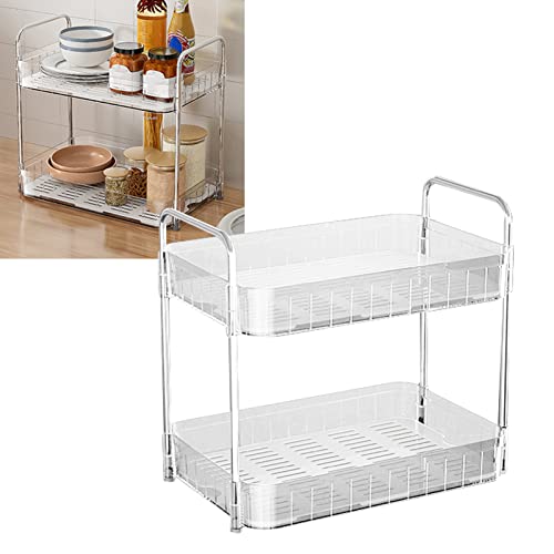 Cup Drying Rack Heavy Duty Plastic with Drain Tray Countertop Storage Shelf for Kitchen Countertop Organizer Home (Double Layer White) - color: Double Layer White