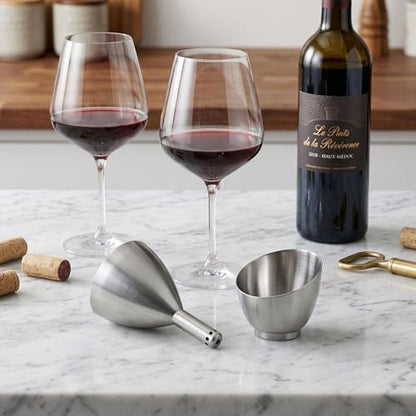 Rabbit Wine Aerator Shower Funnel with Sediment Strainer, Stainless Steel
