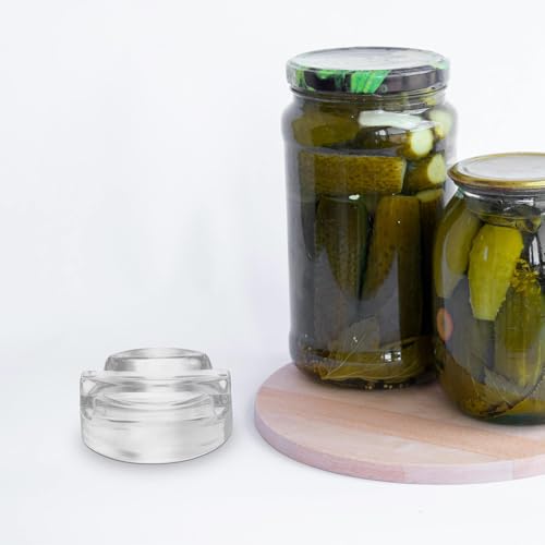 KICHOUSE 4pcs Fermentation Glass Weights: Fermenting Weights With Easy Grip Handles For Wide Mouth Mason Jars Pickling Jars Kit Sauerkraut Kimchi - color: Transparent