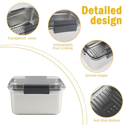 Cheese Container for Refrigerator,Cheese Stainless Steel Container with Lids,Deli Meat Saver, Non Toxic Airtight Storage Container for Stackable Sliced Grated,Shredded,Cheddar Cheeses Holder-Big - size: Large